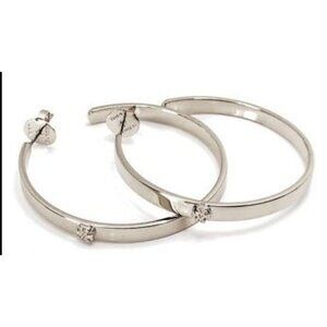 Tory Burch Silver Hoop Earrings With Logo Studs - Shine Bright Like A Tory